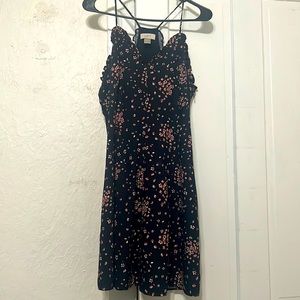 Navy Blue Flower Print Sundress